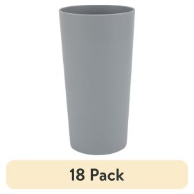 (18 pack) Gray Round Plastic Tumbler, 26-Ounce