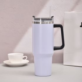 40oz Handle Car Cup with pipette stainless Steel insulated Cold beer cup portable ice cup with handle; Insulated Reusable Leakproof Stainless Ste (Color: Purple)